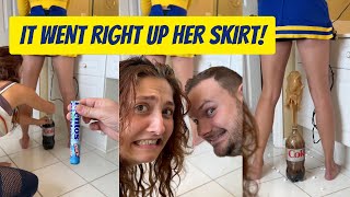 THEY EXPLODE IT UP HER SKIRT!! *coke and mentos prank* | Relationships On Fire