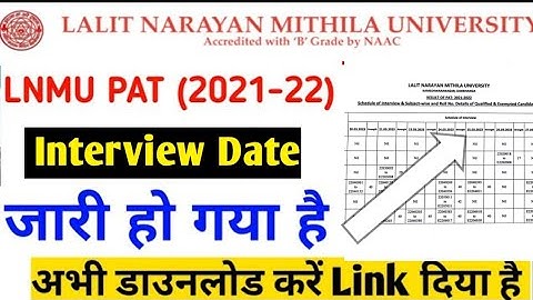 Lnmu University PAT 2021-22 Interview Date 🌹 Lnmu PAT 2021 Interview Document, Pat Interview Kaise