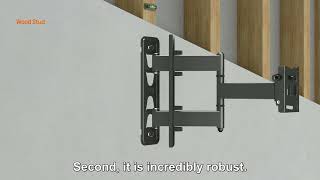 Amazon Basics Full Motion Articulating TV Wall Mount, with Swivel and Tilt, for 26" to 55" TVs