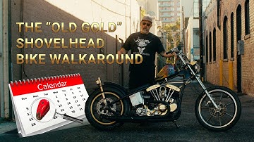Gedetailleerde rondleiding op de "Old Gold" Shovelhead Chopper