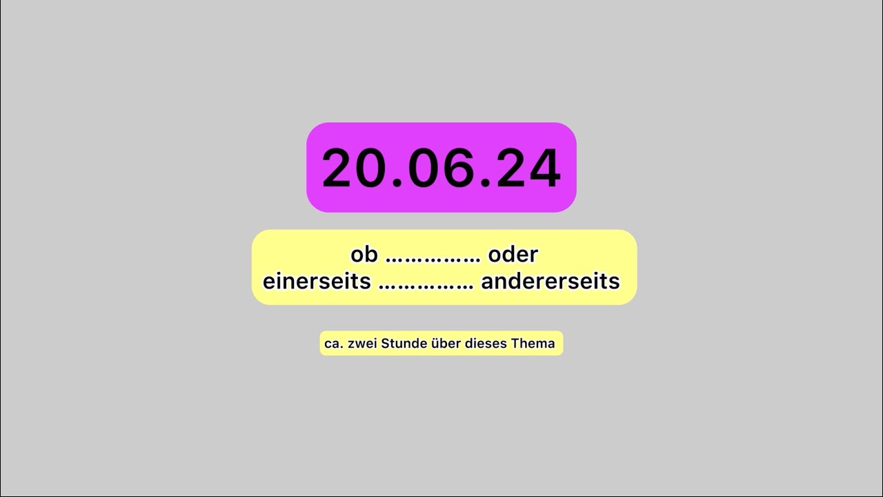 Ob … oder und einerseits …… andererseits با مثال های زیادی - YouTube