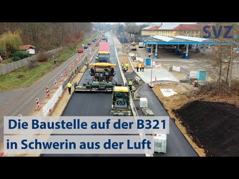 Spektakuläre Bilder der Bauarbeiten auf der B321 in Schwerin (vom 08.12.20)