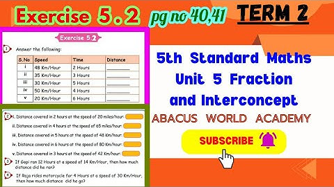 5th std Maths(unit 5)Fractions andInterconcept,Exercise 5.2(pg no40,41)Term2samacheer#newedition2023