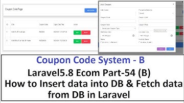 Laravel5.8 Ecom Part-54 (B) Coupon Code: Insert data into DB & Fetch data from DB in Laravel