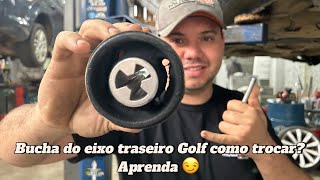 Como trocar a bucha do eixo traseiro do Golf e outro que tem o mesmo sistema de buchas  #golf #vw