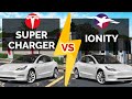 Tesla supercharger ou ionity  2x600 km pour comparer avec une tm3 distances prix puissance 