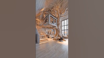 Incredible indoor treehouse office! 🤯👏 #interiordesign #rustic #homeimprovement