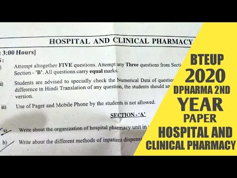 D.pharma 2nd year hospital and clinical pharmacy paper 2020 - YouTube