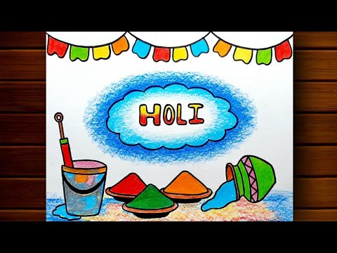 how to draw holi festival