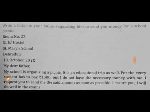 Informal letter to father asking for money