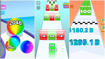 Ultimate 2048 Race! Jelly Run vs Ball Run vs Number Run | Record 64G vs 512A vs 19000B