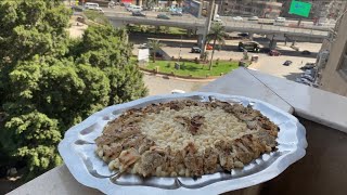 Pasta with white sauce with grilled chicken breasts مكرونة وايت صوص مع صدور دجاج مشوي