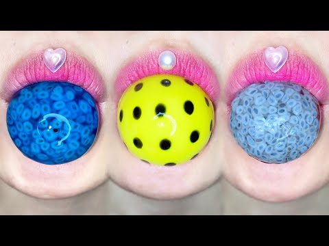 ASMR BOUNCY BALL FROG EGG JELLY HONEY BEE PUDDING 탱탱볼 젤리 개구리알 벌집 푸딩 eating sounds Satisfying MUKBANG