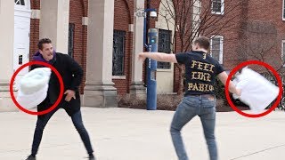 Pillow Fights With Strangers Prank!