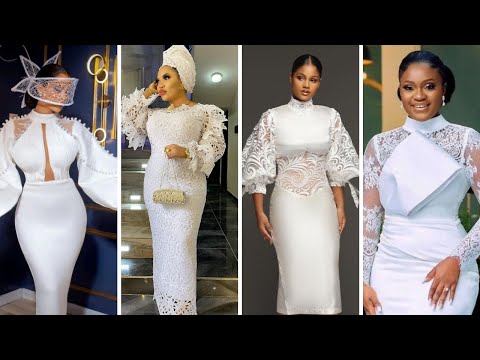 ALL WHITE LACE ASOEBI STYLES: WHITE LACE GOWN STYLES