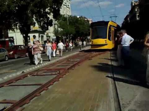 Siemens Combino trams near the Margaret Bridge in ...