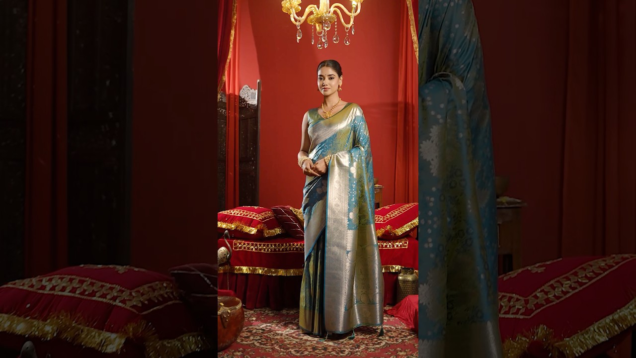 Deep Navy Blue Jacquard Weaving Saree – Gold Zari, Silk Blend, Bridal & Wedding Wear