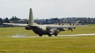 Royal Air Force Lockheed C-130J-30 Hercules C.4 ZH869 arriving at Cambridge