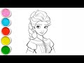 Cute Elsa Frozen Drawing for Kids ❄️ Easy Painting &amp; Coloring for Toddlers | Let’s Draw Together