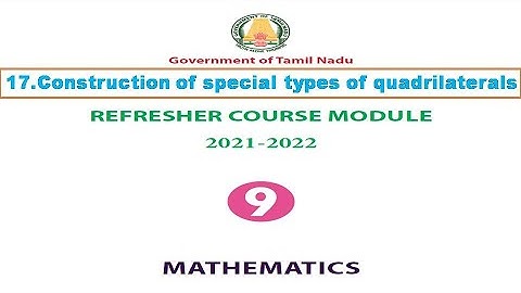 9th maths refresher module answers unit 17 Construction of special type of qudrilateral Answers