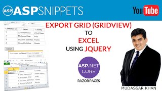 Export Grid (GridView) to Excel using jQuery in ASP.Net Core Razor Pages