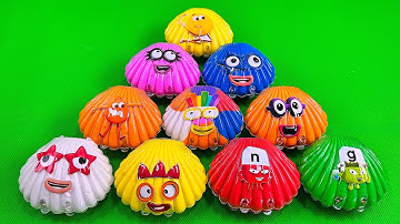 Finding Numberblocks in Seashell with Rainbow SLIME Coloring! Satisfying ASMR Videos