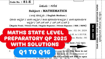 10th maths state level preparatory question paper 2025 key answers | 10th maths state level question
