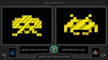 Space Invaders DX (Arcade vs SNES) Side by Side Comparison