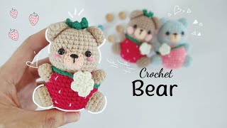 Crochet bear|how to crochet cute strawberry bear?? crochet handmade diy amigurumi videotutorial