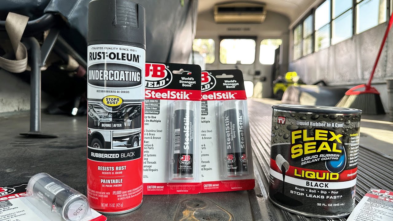 Filling Holes in our Skoolie Bus Floor with JB Weld Steel Stick & Flex