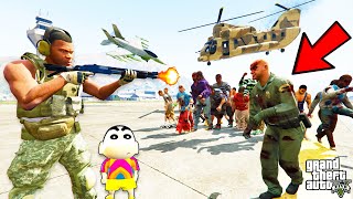 Franklin JOIN THE ARMY vs ZOMBIE Outbreak In GTA 5 | SHINCHAN and CHOP screenshot 5