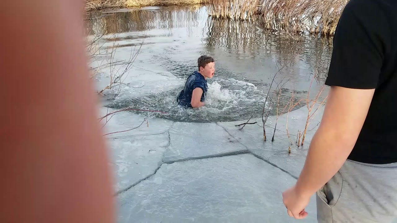 Kid falls through ice and can't get out YouTube