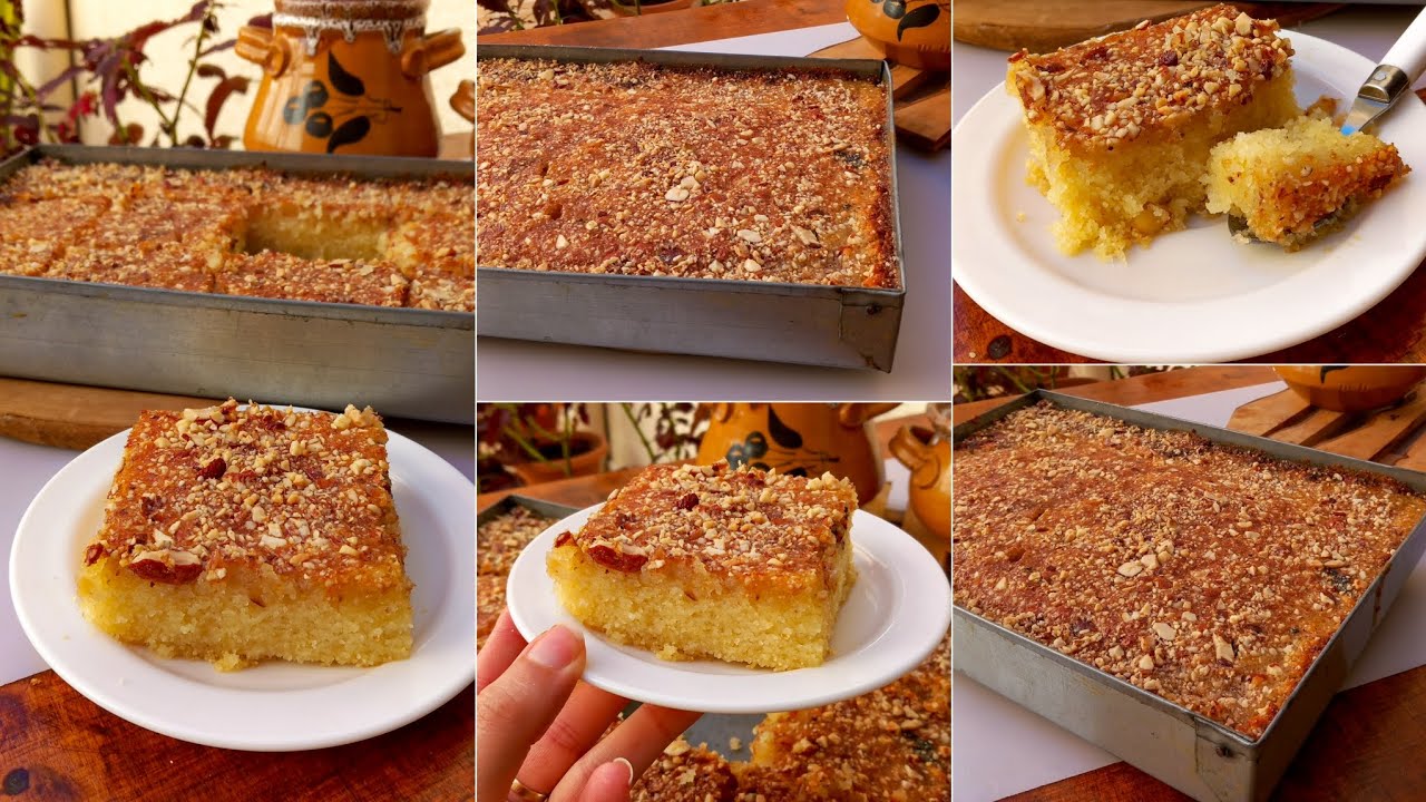 بسبوسة بالفول السوداني لذيذة وسهلة 🍰