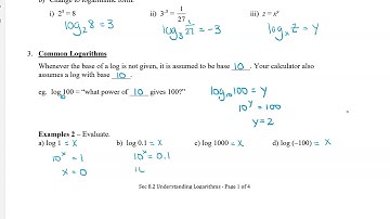 Math 12 - Sec 8.2 Understanding Logarithms