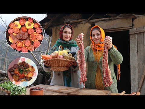 Taş Kebap ♧ Kuzu Eti , Taze Sebze ve Ayva Meyveli Özel Köy Yemeği