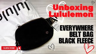 Unboxing the Lululemon Everywhere Belt Bag in black fleece 🖤