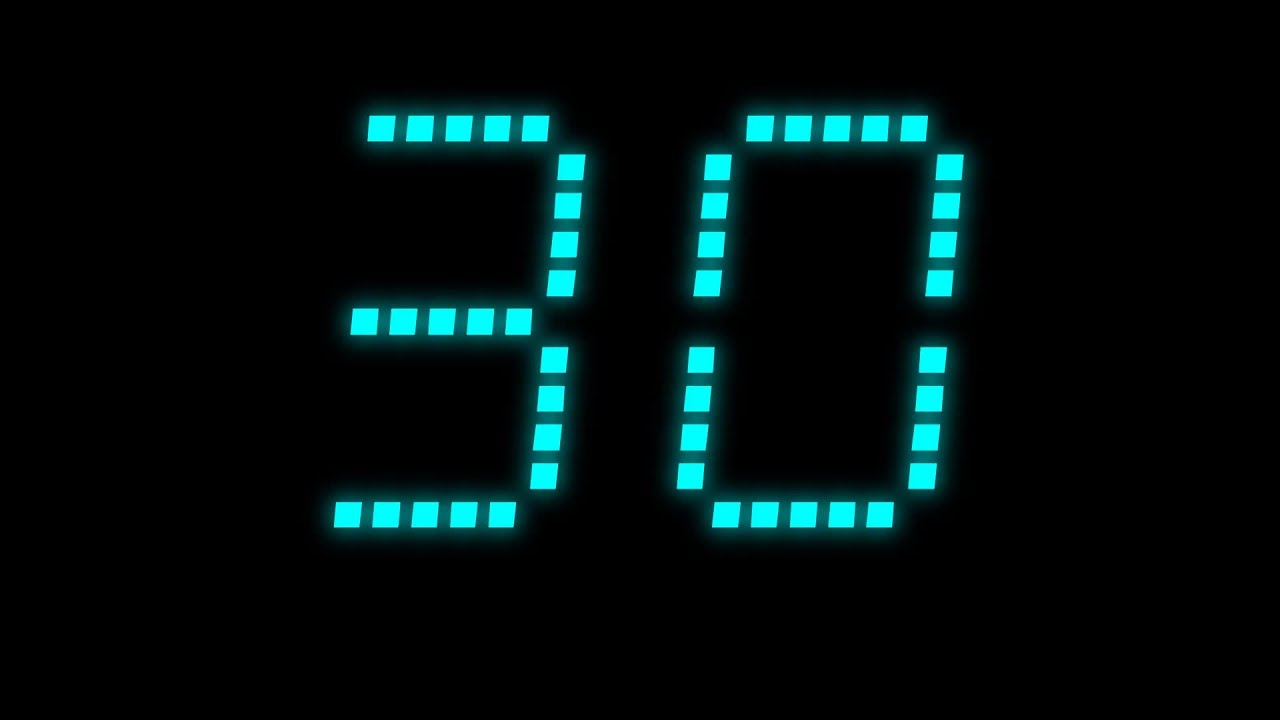 30 seconds Cyan Glow Countdown | LED-Style Timer | Silent - YouTube