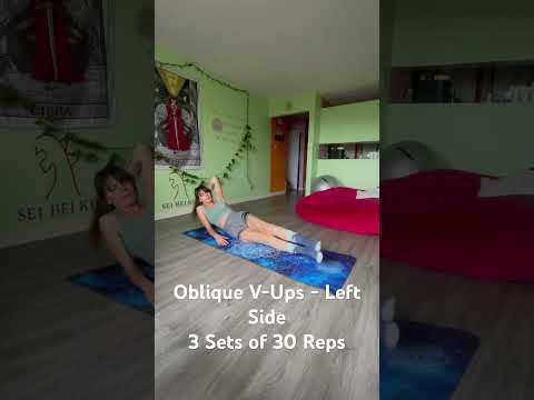 Oblique V-Ups - 3 Sets of 30 Reps -Left Side