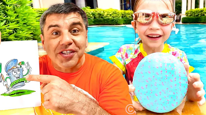Nastya et son amie aident papa  nettoyer la maison