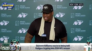 Quinnen Williams funny reaction to Aaron Rogers 20th season