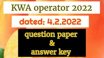 kwa pump operator question paper including answer key