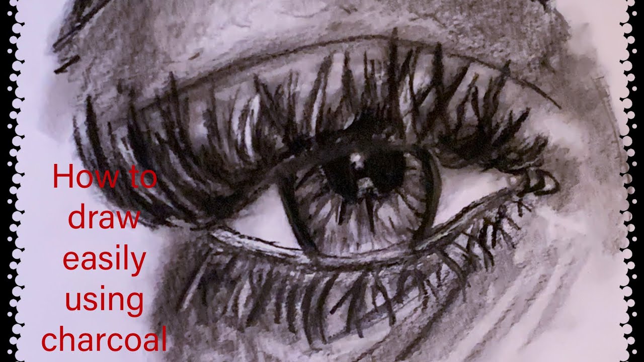 How to draw a realistic eye using charcoal step by step for beginners ...