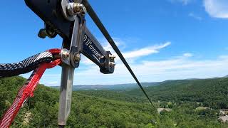 Riding the catamounster zip line at Catamount ski area