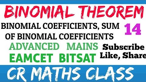 Binomial theorem part14/Shortcutmethod tosolve problems Advanced, Mains,Eamcet,Bitsat/CR MATHS CLASS