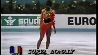 SURYA BONALY 1992 world championship free skate (her lowest finish ever for her 11th) quad attempt