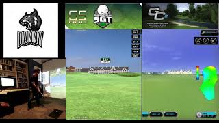 GSPro Beta Enhanced v Foresight FR1 simulation software side-by-side comparison on 18 at Carnoustie