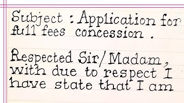 Application for full fees concession || Application to principal ||beautiful english handwriting