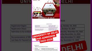  Delhi University Phd Admission                     session 20252026 