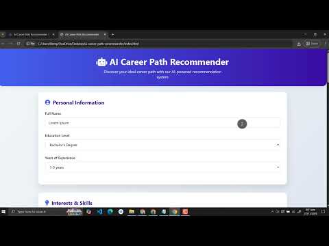 AI Career Path Recommender Using HTML, CSS and JavaScript with Source Code