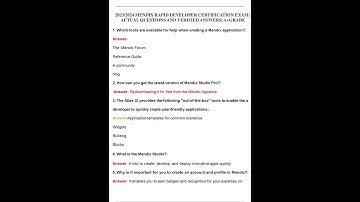 2023 2024 MENDIX RAPID DEVELOPER CERTIFICATION EXAM  ACTUAL QUESTIONS AND VERIFIED ANSWERS A+GRADE